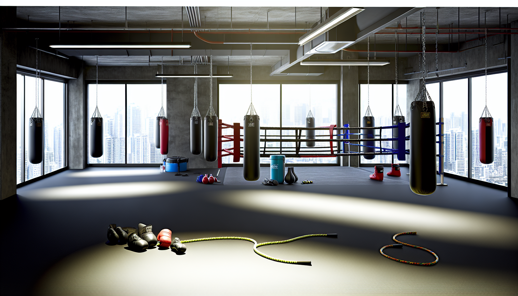 Interior of a boxing gym in Seoul city center
