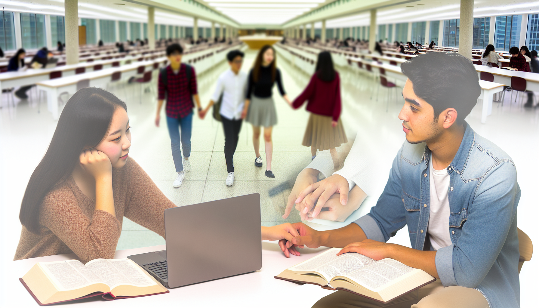 大学生の学業と恋愛生活を表す画像