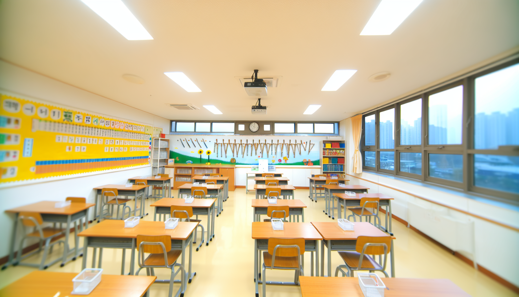 韩国学校教室的景象