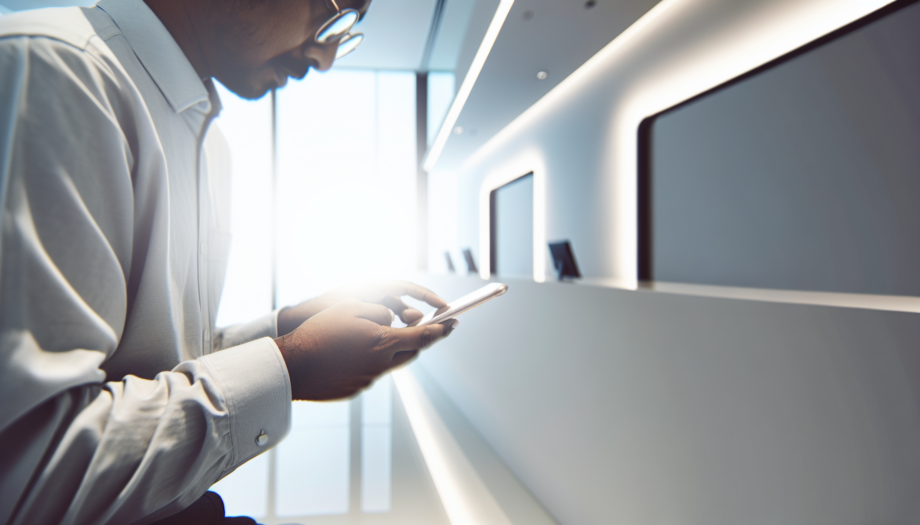 Person using a bank and smartphone