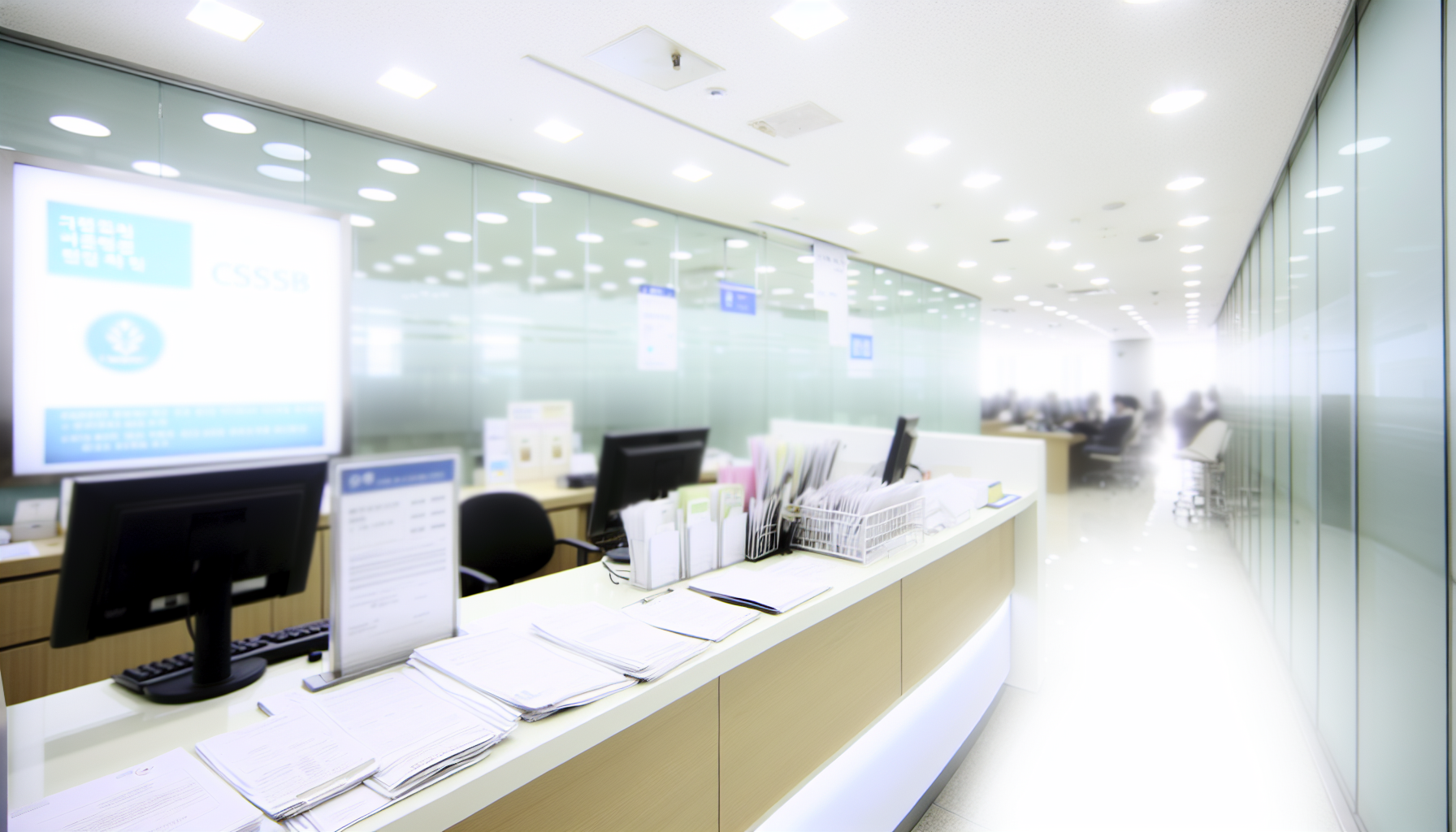 Person consulting at a bank counter