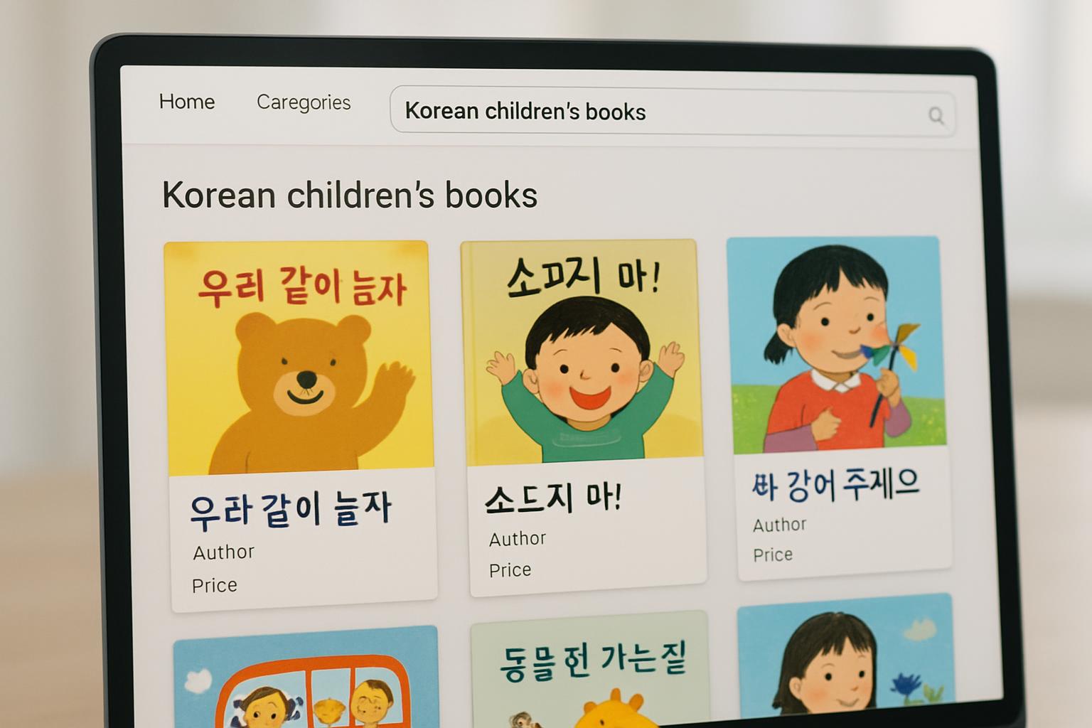 온라인 서점에서 한국 아동 도서를 검색하는 화면