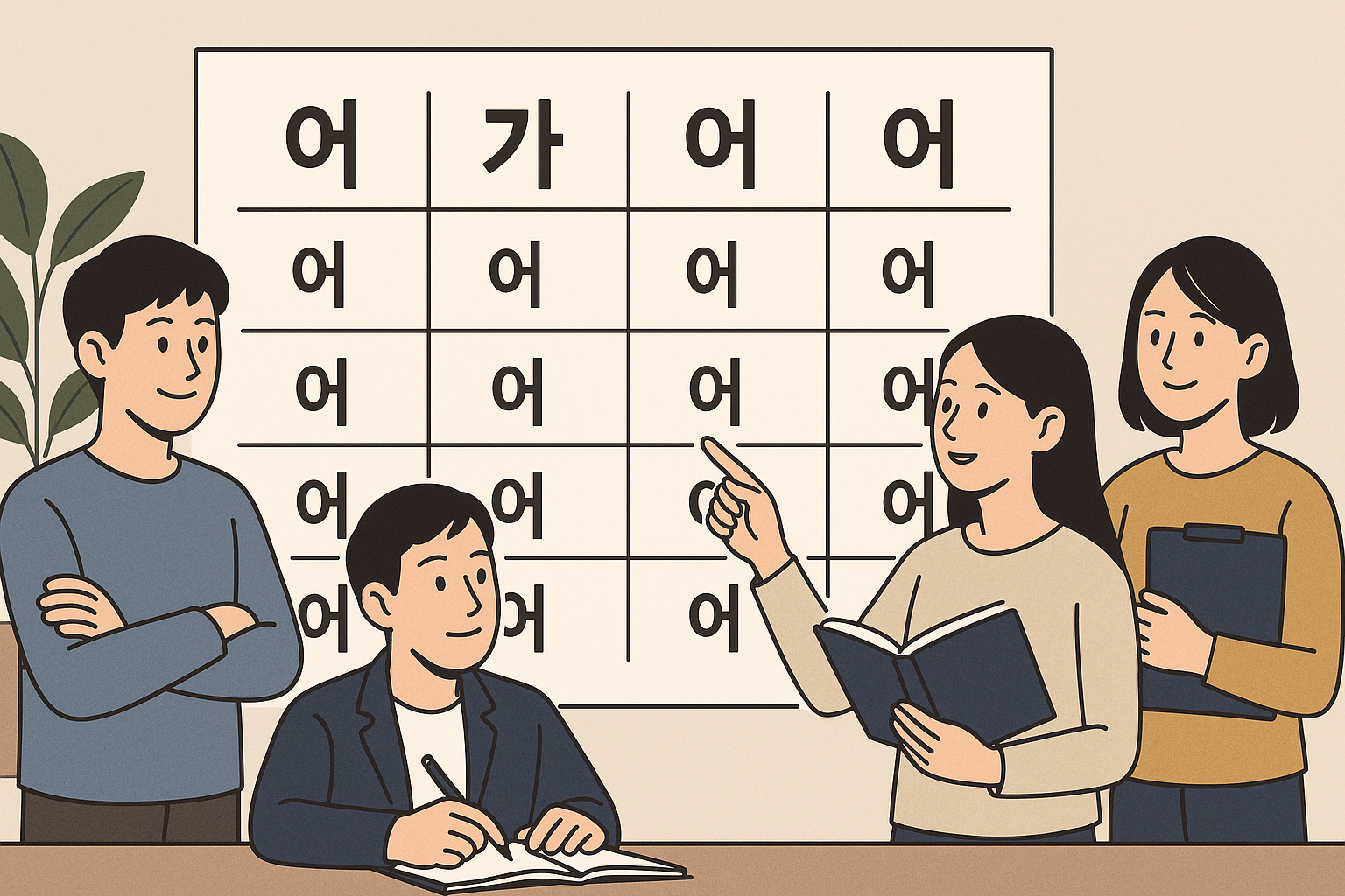 A comparison chart of Korean verbs with different conjugation rules.